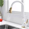 ZPSPZ Miscelatore Cucina con Doccetta Estraibile Acciaio Inossidabile Rotazione A 360 ° 2 Modalità Rubinetto da Cucina Impugnatura Singola-Bianco + Oro Spazzolato