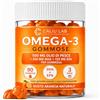 CALIU GUMMY | Omega 3 Gummies 500 mg Olio di Pesce | 250 mg DHA + 125 mg EPA | 90 Caramelle Gommose | Omega 3 Alta Concentrazione | EPA DHA | Cuore, Cervello e Vista | 3 Mesi | Gusto Frutti Rossi
