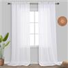 KOUFALL Tende trasparenti bianche lunghe 274 cm, con tasca per asta, effetto lino, altezza 2,8 m, grandi tende per finestre lunghe 274 cm, 2 pannelli