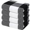 Mordimy Strofinacci da cucina in 100% cotone a nido d'ape, 33 x 71 cm, super morbidi e assorbenti, a quadretti, per asciugare i piatti, confezione da 4, colore: bianco e nero