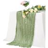 Alyvisun 1Pack Runner Verde Salvia, 90x300cm Runner Tavolo in Poliestere 100% Lavabili per Matrimoni, Baby Shower, Cene, Feste, Decorazioni per Tavoli e Sedie Boho, per Casa e Esterni