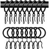 WISION 60 anelli per tende in metallo con occhielli e 60 ganci per tende in metallo, diametro interno 30 mm, anelli per tende scorrevoli (nero)