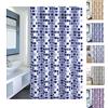 MSV Tenda da Doccia in Poliestere MOSAIKO 180x200 cm, qualità Premium, Blu, con Anelli Inclusi
