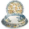 H&H Sicily Servizio Tavola, 18 Piatti, in Stoneware, Decorato, Multicolore