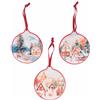 Villa d'Este Home Tivoli 1996 Set 6 Mattonella decorativa tonda 11,5 cm in ceramica con laccetto in nylon, Winter Vintage
