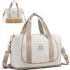 LOVEVOOK Ryanair - Borsa espandibile per bagaglio a mano per aereo, pieghevole, piccola borsa da viaggio Cabin Travel Bag Weekender Carry On Luggage per uomo e donna, Beige+kaki, 40x20x25cm, moderno