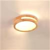 LIGINOK Plafoniera a LED 24 W da soffitto in legno naturale 3000 K illuminazione da soffitto rotonda Ø20 cm lampada LED per interni per camera da letto, soggiorno, camera da letto, cameretta dei