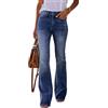 KUNMI Jeans da donna svasati con fondo a campana a vita alta gamba larga bootcut jeans elasticizzati pantaloni in denim, Ff007-blu scuro, 48