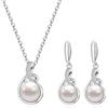 AILUOR Set di gioielli di perle per le donne, collana e orecchini di perle finte d'acqua dolce con catena d'argento da 18 pollici Gioielli da matrimonio per le spose Mamma Regali (Stile 15)