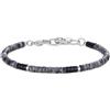 COAI Bracciale da Uomo Pietre Naturali, Bracciale di Perline Heishi di Labradorite e Onice Nero