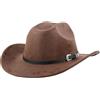 MYKAGS Cappello da cowboy da donna e uomo, cappello western in camoscio, cappello da cowboy e cowgirls, cappello in feltro a tesa larga, cappelli Fedora per uomo e donna, caffè