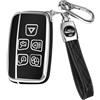 DIPZO Custodia chiave compatibile con Land Rover Range Rover Evoque, Sport, Velar, Discovery, Jaguar XJ, XF, 5 pulsanti, portachiavi nero