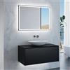 neoro n60 mobile La: 100 cm con 1 scomparto estraibile, lavabo bianco opaco, con specchio illuminato, BN0068WM+BN0756BM+BN0016MI, n60 [Mobili da Bagno > Set Mobili da Bagno]