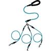 Generic Guinzaglio 3 in 1 per cani 1/2/3, guinzaglio triplo resistente con rotazione a 360° senza grovigli, robusto guinzaglio in nylon con manico imbottito per cani di taglia media e grande (blu 3 in 1)