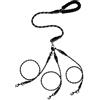 Generic Guinzaglio 3 in 1 per cani 1/2/3, resistente, triplo guinzaglio per cani con rotazione a 360°, resistente guinzaglio splitter in nylon con manico imbottito, per cani di taglia media e grande (nero, 3