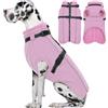 LeLePet - Cappotto extra large per cani con imbracatura - Caldo, impermeabile, in pile, giacca riflettente invernale, gilet da neve per cani di taglia grande, Weimaraner - Rosa 3XL