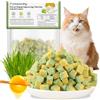 Havenfly Snack Liofilizzati con Erba per Gatti e Tuorlo d'Uovo, Snack Erba gatta per Gatti, Controllo delle Palline di Pelo e Mantello Sano