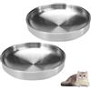 Lytonix 2 Pezzi Ciotole Acciaio Gatto, 15 cm Ciotole Piatte per Gatti in Acciaio Inox, Antiribaltamento Design Ampio e Poco Profondo Adatto ai Baffi dei Gatti Ciotola Acqua Gatto per Cibo Secco e Umido