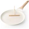 Kordisen Padella antiaderente per crepe, 26 cm, con spalmatore, rivestimento in granito, padella piatta per piano cottura, compatibile con induzione, senza PFOA (bianco)