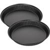 Zenker 9915150 - Set di 2 stampi per quiche lorraine, stampo per torte, 28 cm, stampo per quiche, acciaio, nero, 28 x 4 cm