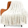 TOONOW Coperta in pelliccia sintetica, lussuosa, double-face, morbida, soffice, pelosa, per divano, letto (bianco panna)