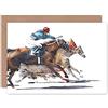 Wee Blue Coo Racing Horses With Jockey Greeting Card With Envelope Inside Premium Quality Da corsa Cavallo