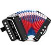 TLGREEN Fisarmonica per Bambini, 10 Tasti Organetto Strumento Musicale con Cinghie, Regalo per Principianti, Fisarmonica Adulti e Bambini dai 3 Anni in Su, Nero