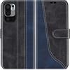 Mulbess Cover per Xiaomi Redmi Note 10 5G / Poco M3 PRO 5G, Custodia a Libro, Magnetica Flip con Chiusura, Interno TPU Antiurto Portafoglio,Sintetica, Elegante Nero