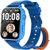 PTHTECHUS Orologio Smartwatch per Bambini GPS 4G, Smartwatch Bambino Bambina con Telefono, Videochiamata Chat Vocale Sveglia Contapassi Camera Modalità Classe, Regalo per Ragazza e Ragazzo 4-12 Anni, Blu Medio