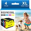 Aurotec 932XL 933XL Cartucce d'inchiostro Multipack Compatibili per HP 932 933XL Multipack per HP OfficeJet 6600 Cartucce, 932XL 933XL per HP OfficeJet 6700 7510 7612 7110 6100 7610 6110 (4pack)