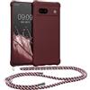 kwmobile Custodia Compatibile con Google Pixel 7a Cover - Back Case in Silicone TPU - Protezione Smartphone con Cordino - viola bordeaux