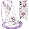 Xylota Magnetica Cover con Cordino per iPhone 17 6,3 Compatibile con MagSafe, Aesthetic Motivo Disegni Trasparente Custodia, Antiurto Protettiva Case con Laccio Tracolla per iPhone 17, Fiori 02