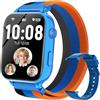 PTHTECHUS Orologio Smartwatch per Bambini GPS 4G, Smartwatch Bambino Bambina con Telefono, Videochiamata Chat Vocale Sveglia Contapassi Camera Modalità Classe, Regalo per Ragazza e Ragazzo 4-12 Anni, Blu Scuro