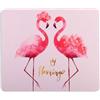 ELLENNE - Tappetino per Mouse 240x200mm | Superficie in Lycra Ultra-Liscia | Comodo, Antiscivolo e lavabile Mousepad per Ufficio, Gaming e Laptop (Cod. 9 - Coppia Fenicotteri sfondo Rosa)