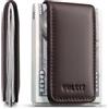 VULKIT Fermasoldi Magnetico Sottile Porta Biglietti da Visita in Pelle Porta Banconote Forte Magnete può Contenere 15 Banconote Piegate