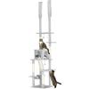 PawHut Albero Tiragraffi a Soffitto Altezza Regolabile 225-255cm Grigio Chiaro