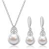 AILUOR Set di gioielli di perle per le donne, collana e orecchini di perle finte d'acqua dolce con catena d'argento da 18 pollici Gioielli da matrimonio per le spose Mamma Regali (Stile 1)