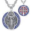 EUDORA Harmony Ball Collana con Medaglia di San Benedetto in Argento Sterling Placcato oro 18 Carati per Donne e Uomini, Ciondolo Amuleto di San Benedetto Gioielli Cristiani Cattolici Regali, 22+2