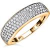 TJC Anello a fascia Moissanite da donna in argento sterling 925 placcato oro giallo pavimenta l'impostazione del metallo del peso di 2,5 grammi, Petite, Argento sterling, Moissanite