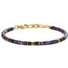 COAI Bracciale da Uomo Pietre Naturali, Bracciale di Perline Heishi di Occhio di Tigre Lapislazzuli e Diaspro Rosso