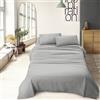 IlGruppone Completo Letto Tinta Unita Prodotto Italiano Set Lenzuola 100% Cotone Misura alla Francese - Grigio - Francese