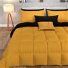 PETTI Artigiani Italiani - Trapunta Matrimoniale Maxi Invernale, Piumone Matrimoniale Maxi, Tinta Unita Double Face Giallo Nero 100% Made in Italy