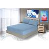 SpazioTessile Lenzuolo Sotto Con Angoli O Federe 100% Cotone Certificato Oeko-Tex rm (Azzurro, Matrimoniale)