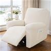 Highdi Copripoltrona Relax Reclinabile Elasticizzato in Jacquard Spesso 4 Pezzi, Copripoltrona Reclinabile 1 Posto con Tasche Laterali, Fodere per Poltrona Antiscivolo Lavabile (Beige)