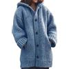 WinvOx Cardigan da donna oversize, cappotto di lana da donna, lungo, caldo, a maglia lunga, con bottoni, con cappuccio, spesso, caldo, invernale, taglie forti, giacca trapuntata spessa, Blu, XXXXXL