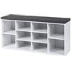 LIFEZEAL Panca Scarpiera in Legno, Cassapanca Scaffale Portascarpe, 10 Scomparti Aperti, Sedile Imbottito, 2 Ripiani Regolabili, per Corridoio, Ingresso, Soggiorno, 104x30x48 cm (bianco)