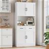 HOCSOK Credenza Cucina Alta, 180cm Mobile Dispensa Cucina, Armadio Buffet con 4 Ante e 2 Cassetti, Vetrina Cucina con Ripiani Regolabili, Bianca