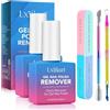 FuyunCo Solvente per unghie in gel da 15 ml x 2, rimozione unghie in gel Shellac Remover, gel smalto per unghie, con raschietto, spingicuticole e lima per unghie