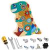 Liangding Gioco Montessori Dinosauro in Legno, 8 Viti e 4 Attrezzi, 3-5 Anni