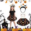 ACWOO Costume di Halloween per ragazza, 3 pezzi, costume di Halloween e zucca con fascia, adesivi per tatuaggi, gonna in tulle, costume per carnevale, feste, Halloween, cosplay
